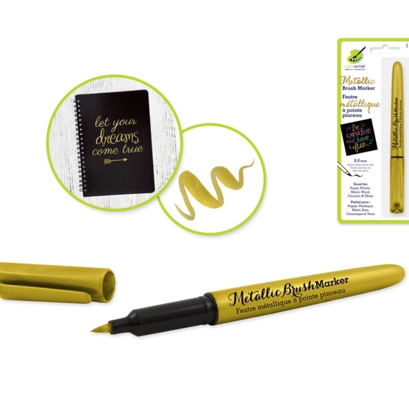 Metallic Brush Marker Permanent 6.8mm Gold - Picture 1 of 4